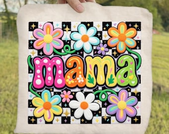 Faux Yarn Floral Mama DTF Heat Transfer, Mother's Day Ready to Press