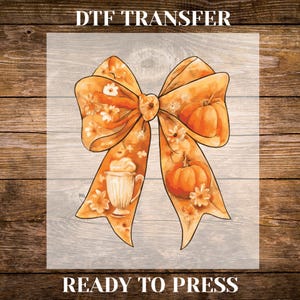 Retro Fall Basics DTF Transfer, Retro Fall Pumpkin Bow Ready To Press, Fall Coquette Bow DTF Print, Cold Peel Dtf, Autumn Heat Press DTF