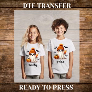 Custom Ghost Halloween With Kid Names Ready To Press, Boy Girl Halloween Dtf, Fall Pumpkin Dtf, Back To School Halloween Dtf, Cute Ghost Dtf