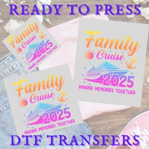 Crociera in famiglia 2025 pronta per la stampa, Trasferimenti DTF Crociera 2025, Creare ricordi insieme DTF, Stampa DTF Vacanza in famiglia, Trasferimento termico personalizzato
