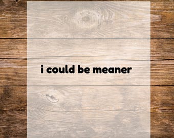 I Could Be Meaner DTF, Funny Saying Print, Heat Press DTF Transfer, SFunny Humor DTF, Ready To Press Transfer, arcastic Gift Print