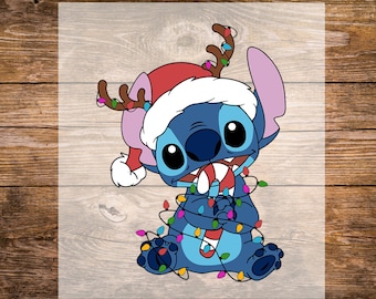 Disney Stitch Christmas DTF Transfer, Funny Stitch Xmas Ready To Press, Disneyland Trip Dtf, Disney Holiday Dtf, WDW Christmas Dtf Print