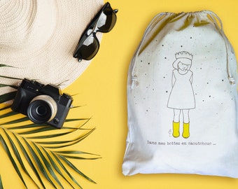 Pochon "Dans mes bottes en caoutchouc..." - Coton bio / Organic Cotton Bag