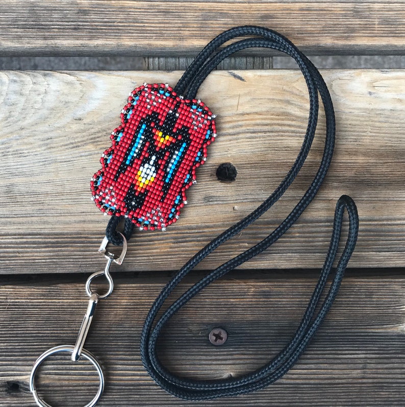Native American Beaded Lanyard Beaded I.D. Badge Holder Beaded | Etsy