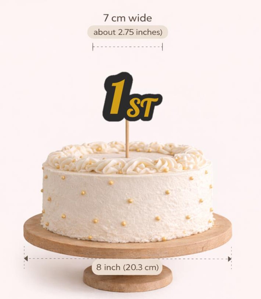 1st Birthday Cake Topper | Gold off White Number Decoration (digital ...