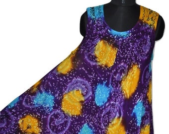 Women's Umbrella Dress, Tie Dye Colorful Design, Embroidery, Viscose Rayon, Midi Top, One Size