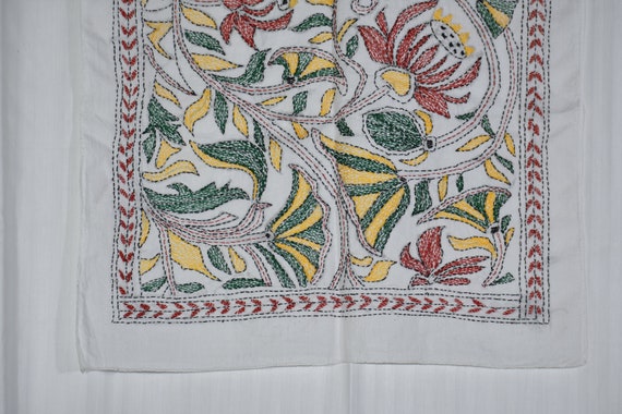 Nakshi Kantha Scarf, Cotton Handcrafted Indian St… - image 5