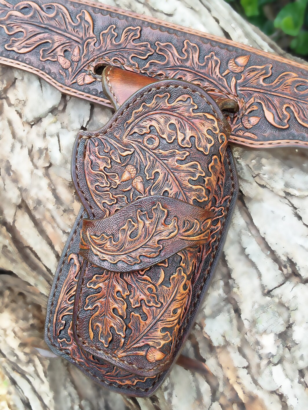 Tooled Wild Bunch Holster Gun Belt Magazine Pouches Oak Leaves | Etsy
