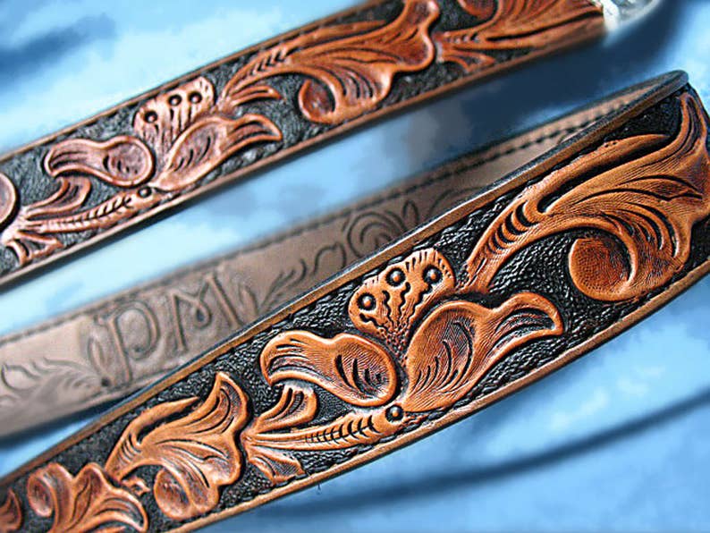 Tooled Gun Belt Personalized PM Heavy Duty Hand Carved | Etsy