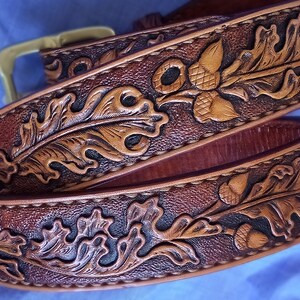 Tooled Belt Personalized Oak Leaves Acorns Heavy Duty Hand - Etsy