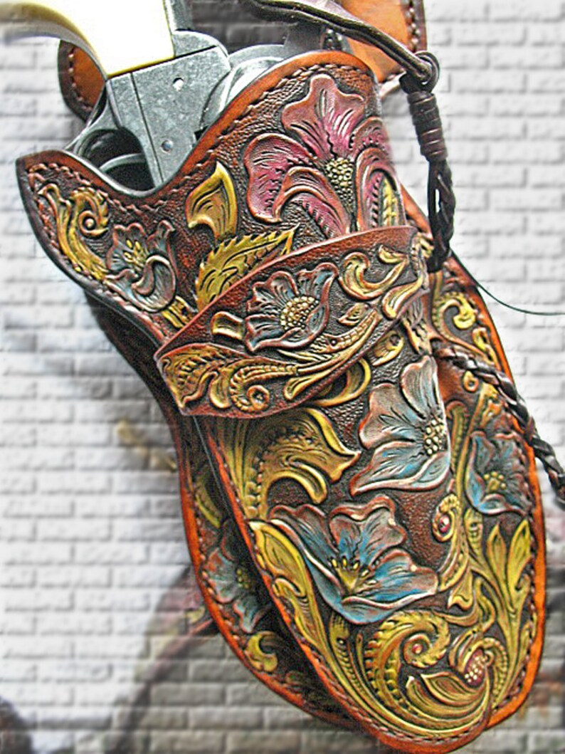 Tooled revolver holster SA 1873 Colt Old_W Etsy