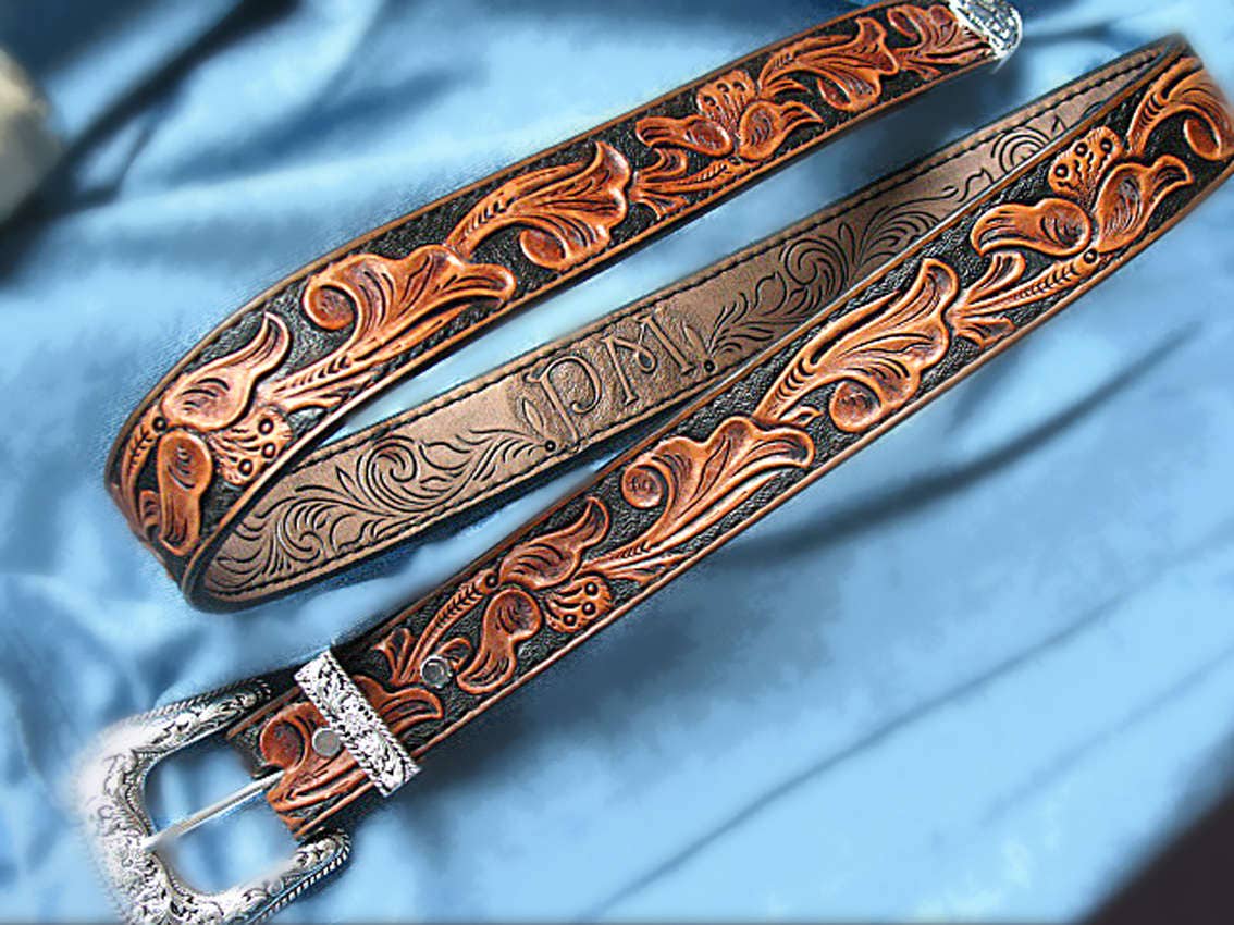 Tooled Gun Belt Personalized PM Heavy Duty Hand Carved Etsy