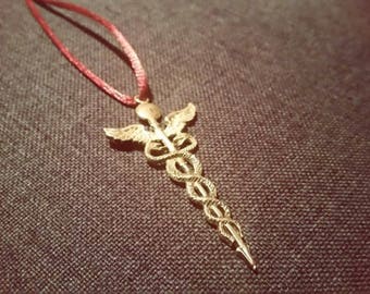 10k Yellow Gold Caduceus Charm Pendant 25mmx11mm 10k Yellow Gold Caduceus Charm Pendant 25mmx11mm