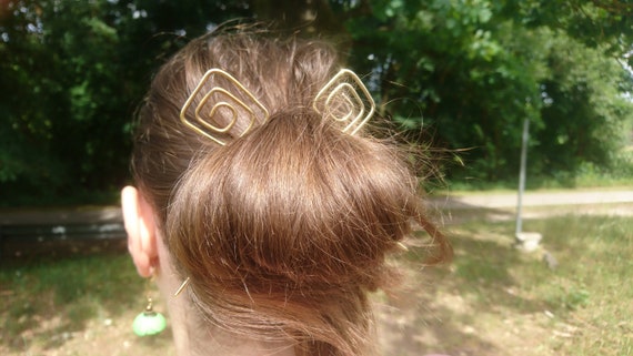 Pair Of Square Spiral Hair Pins Spiral Pins Minimal Jewelry Etsy