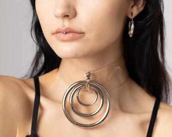 Gloom Futuristic Choker Necklace – Vegan Goth Cyberpunk Collar, Transparent Statement Jewelry, Avant Garde Techwear Accessory