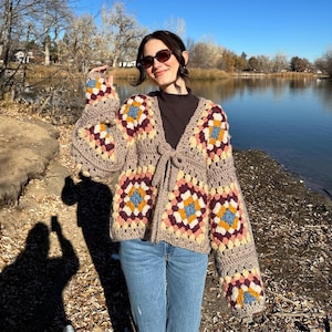 Crochet Granny Square Oversized Pinterest Cardigan Pattern: Scandi Candy Cardi, Easy