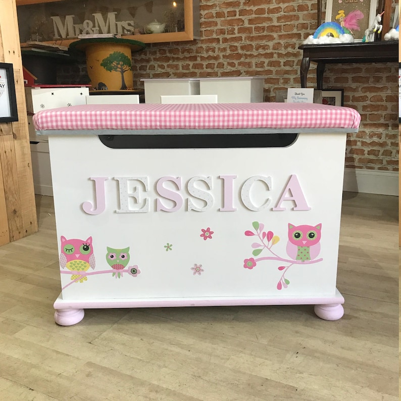 Personalised Wooden Toy Box With Padded Seat Top Toy Chest Etsy UK