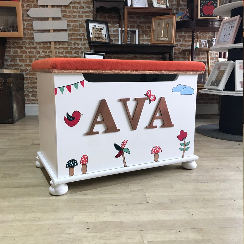 Personalised Wooden Toy Box With Padded Seat Top Toy Chest Etsy UK