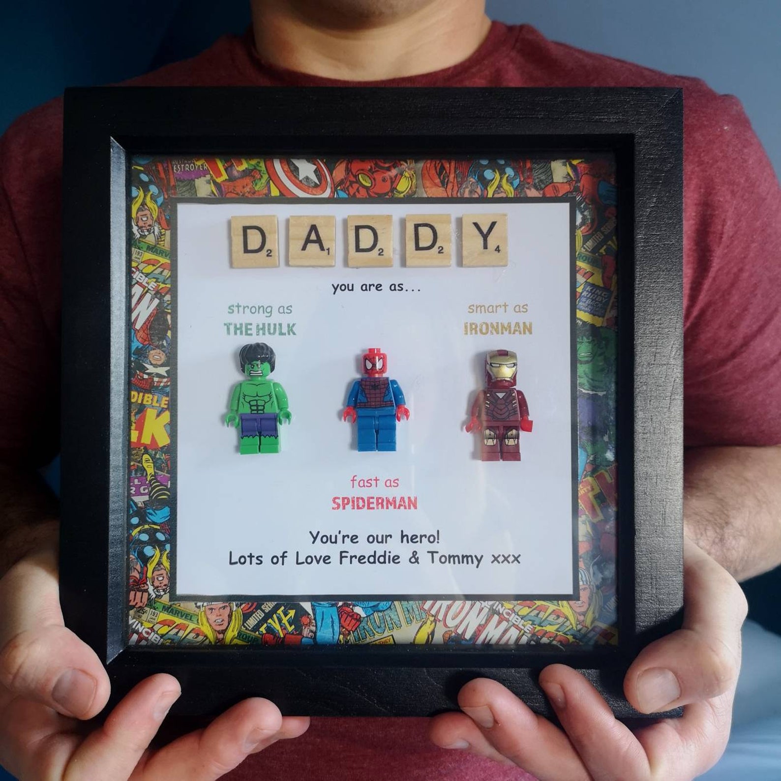Lego Character Hero Frame Dad gift Father's Day Lego Etsy