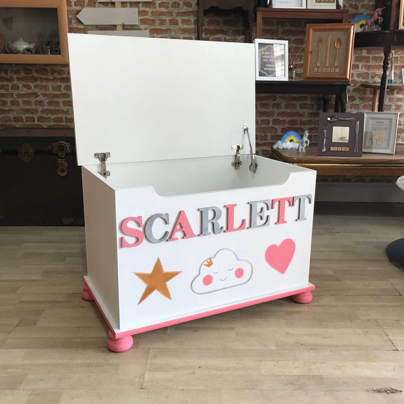 Personalised Wooden Toy Box With Padded Seat Top Toy Chest Etsy UK