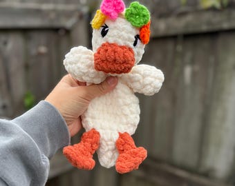 Baby Della Duck Lovey - Peluche faite main avec bandeau floral
