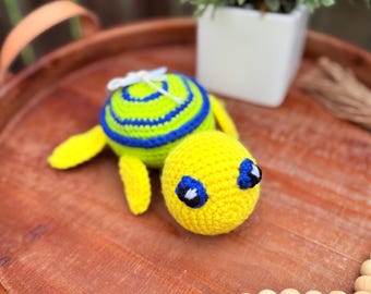 Peluche tortue au crochet faite main | Tortue de mer au crochet | Animal mignon au crochet | Décor océan | Peluche douce | Cadeau pour enfants | Jouet fait main