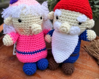 Couple de nains au crochet fait main | Décoration de la Saint-Valentin | Gnomes Amigurumi mignons | Cadeau pour la maison Cottagecore