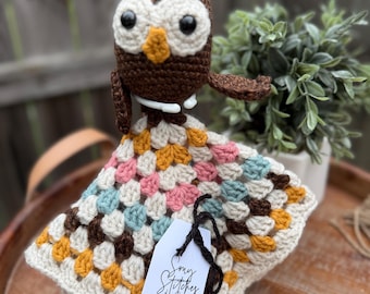 Hibou fait main Lovey - Peluche douce et confortable pour bébés et tout-petits