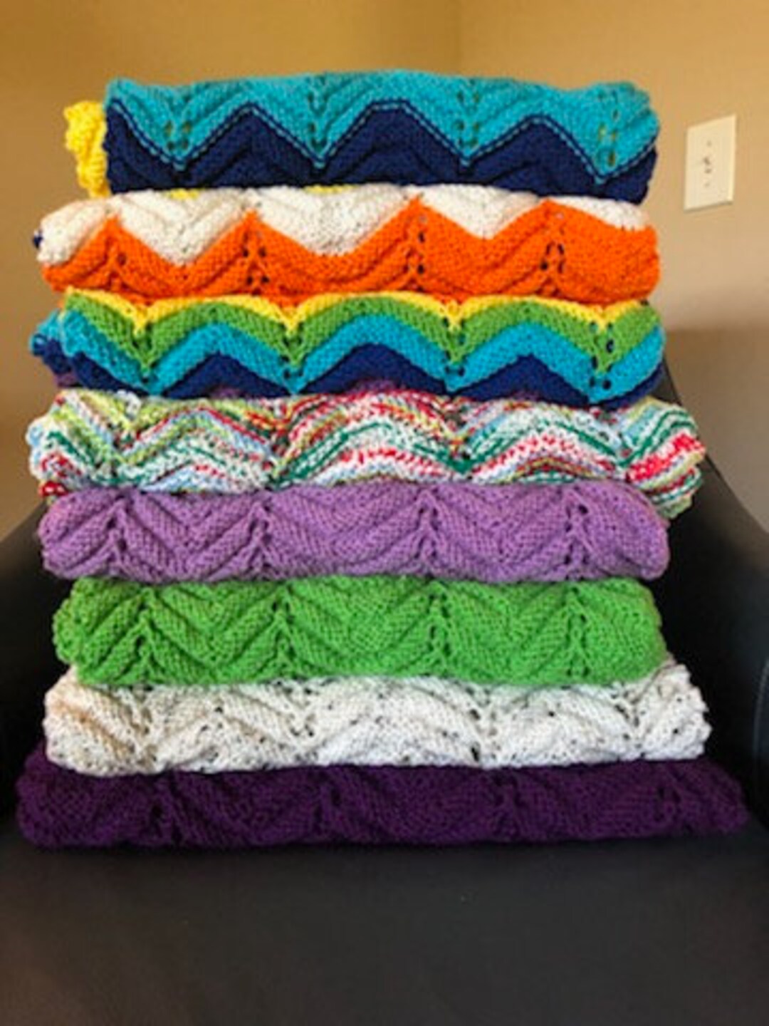 Hand Knit Blanket Custom Colors Multiple Size Option Etsy