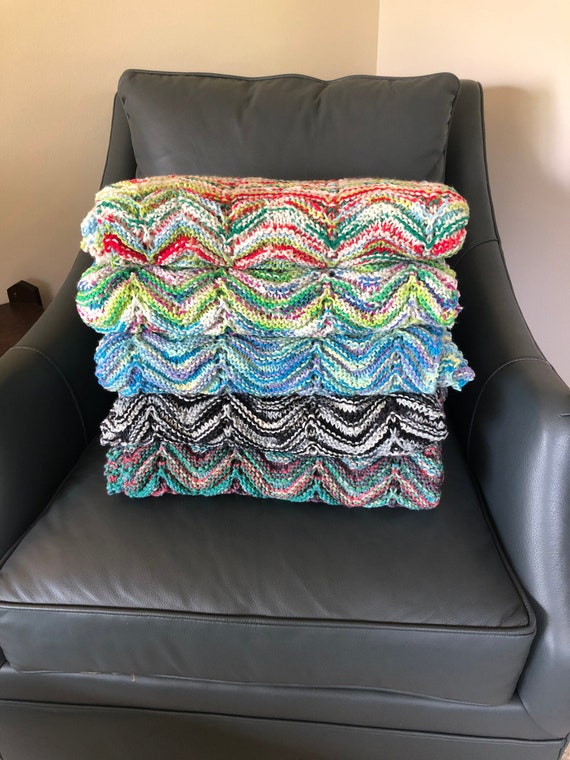 Hand Knit Baby Blanket Multicolored Multiple Options Etsy