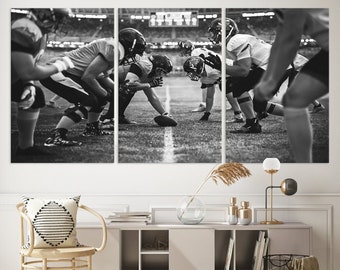 American Football Stadium wall art Canvas print, framed black and white Sports wall decor