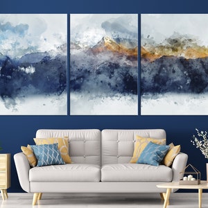 Abstract Mountain Wall Art Print Extra Large Landscape Canvas Art Framed Modern Wall Decor