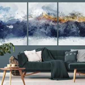 Abstract Mountain Wall Art Print Extra Large Landscape Canvas Art Framed Modern Wall Decor image 3