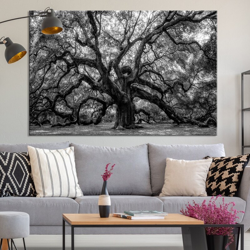 Black and White Photo Oak Tree - Etsy