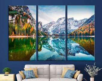 Relaxing Landscape Wall Art Print, Original Cotton Canvas Wall Art Framed, Set of 3 Print Nature Artwork