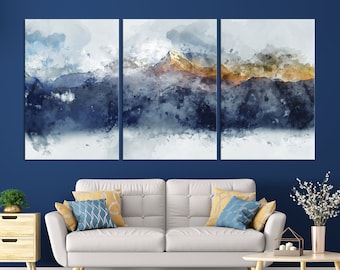 Abstract Mountain Wall Art Print Extra Large Landscape Canvas Art Framed Modern Wall Decor