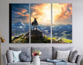 Zelda Breath of the Wild Canvas Wall Art, Zelda Video Game Room Decor, Zelda Canvas Print, Gift for Nintendo Fans