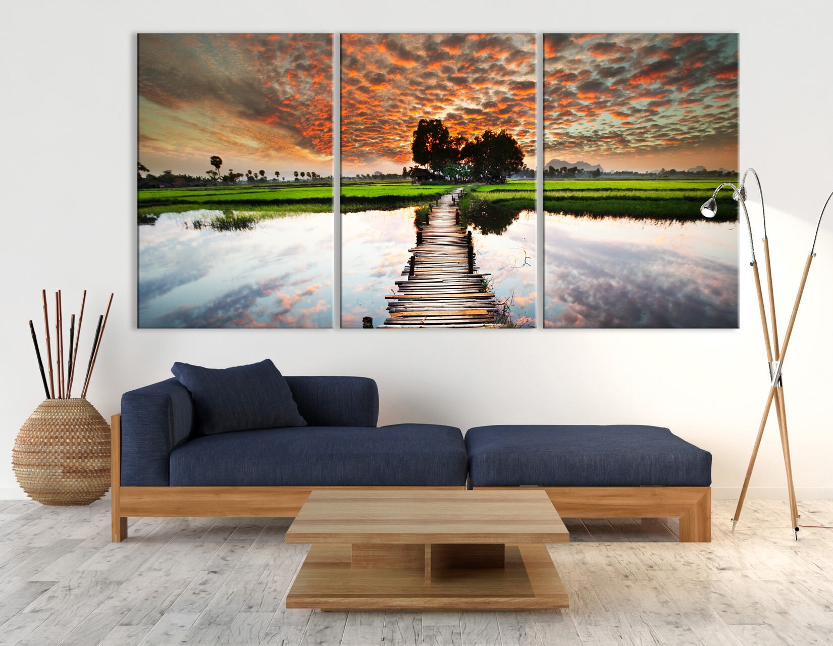 XLarge 3 Panels Landscape Wall Art Canvas Print Timber Etsy