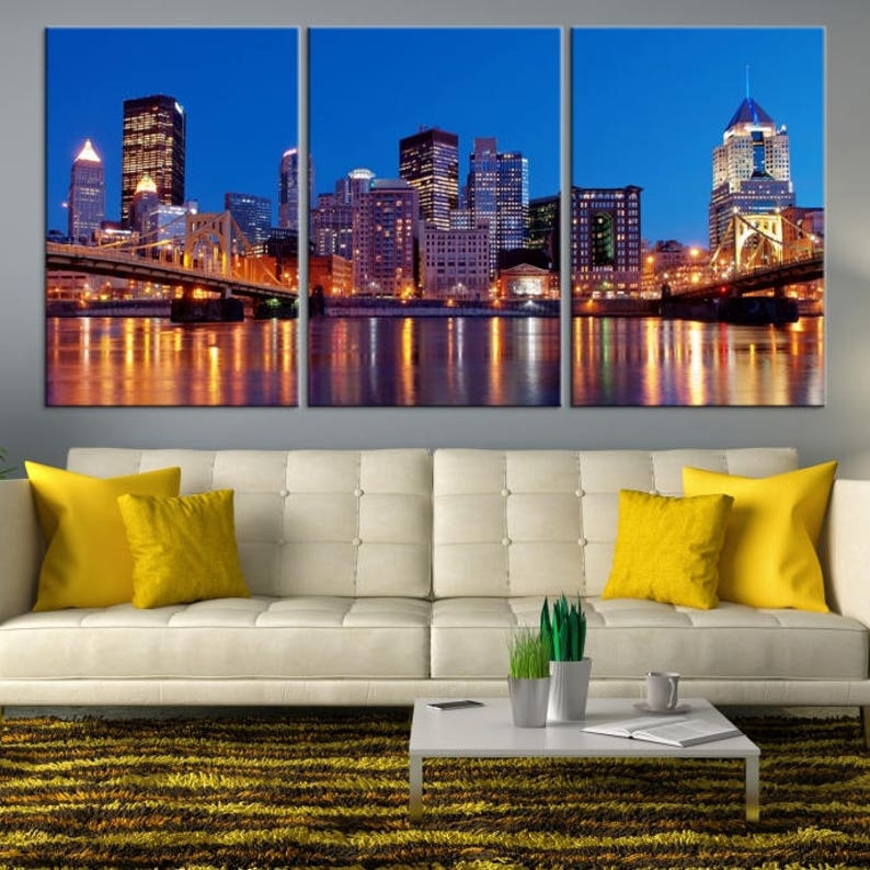 XLarge Wall Art Pittsburgh City Canvas Print Pittsburgh Etsy