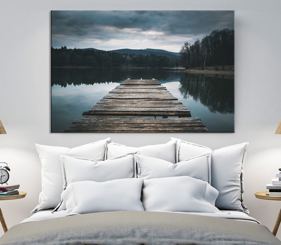 Wooden Pier Canvas Wall Art Print, Lake Landscape Wall Art Framed, Large  Wall Art Nature Canvas Print -  Canada
