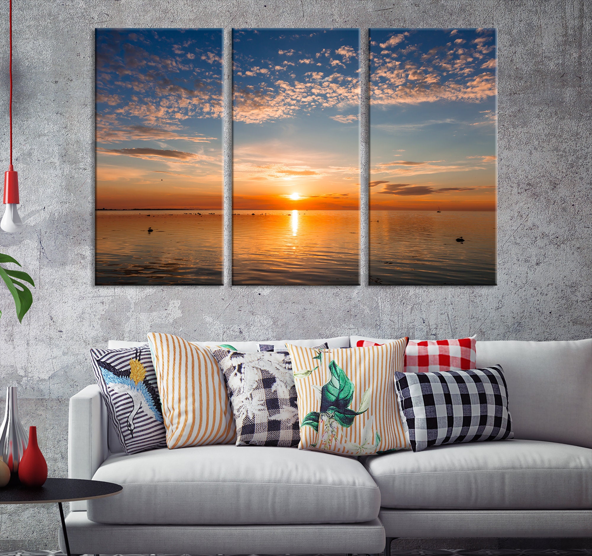 Triptych Sunset Art Print Set of 3 Panels Art Sunset Canvas - Etsy