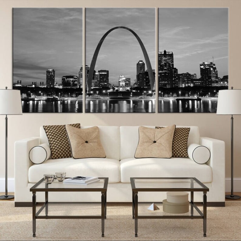 Large Wall Art St. Louis Missouri Canvas Print St. Louis Skyline Wall Art, Large St. Louis City Canvas Print, Skyline Wall Art, Home Decor image 4