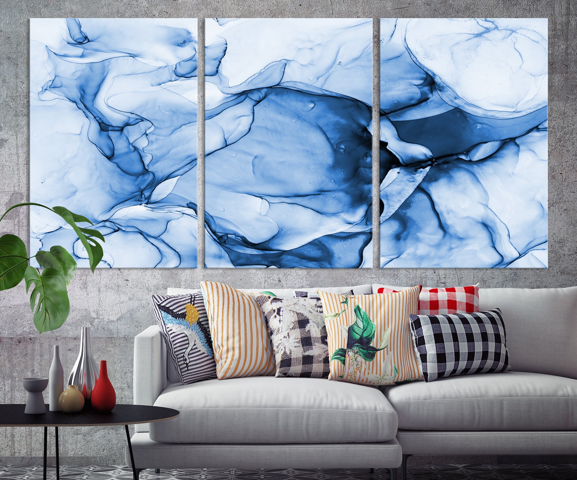 Extra Large Blue Abstract Wall Art Contemporary Abstract | Etsy