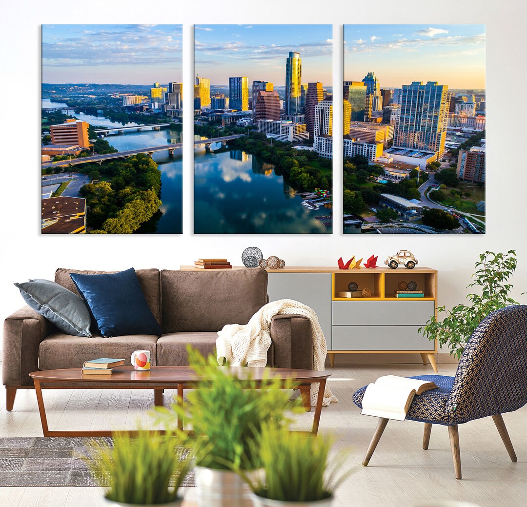 Spectacular Austin Cityscape Canvas Wall Art Austin Skyline Canvas Art