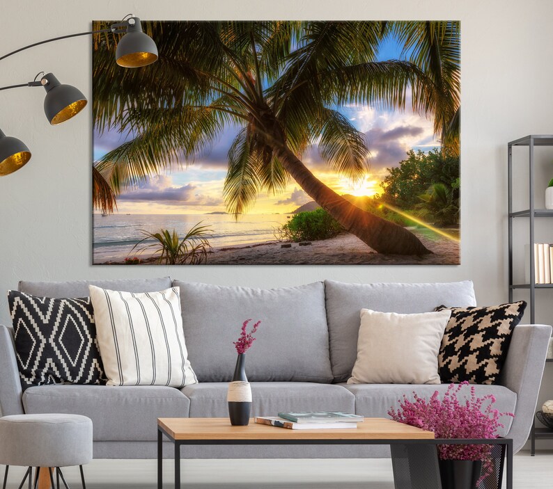Extra Large Tropical Beach Canvas Wall Art Palm Trees Wall Etsy
