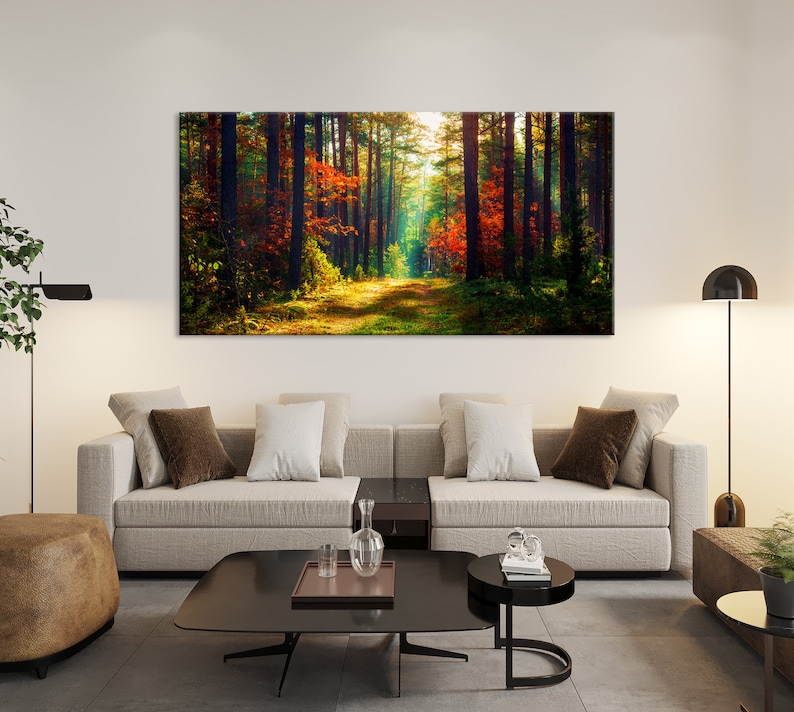 Extra Large Peaceful Forest Wall Art Print Green Forest Etsy