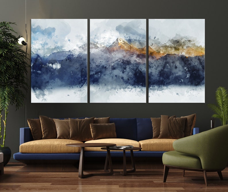 Abstract Mountain Wall Art Print Extra Large Landscape Canvas Art Framed Modern Wall Decor image 2