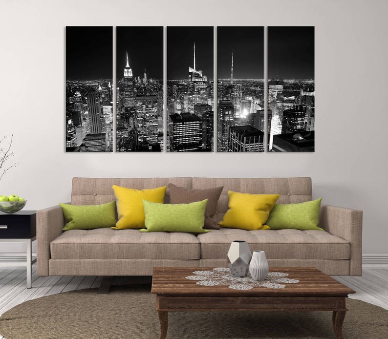 Extra Large City Wall Art New York Canvas Prints Black and - Etsy