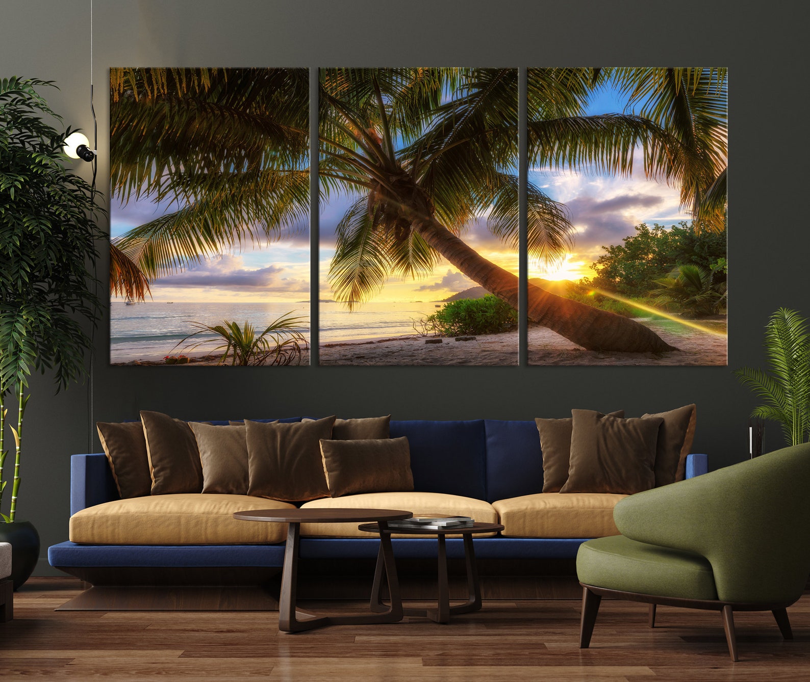 Extra Large Tropical Beach Canvas Wall Art Palm Trees Wall | Etsy
