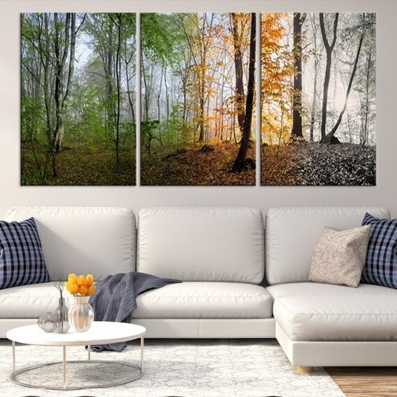 Four Seasons Wall Art Print Forest Canvas Print Trees in Etsy